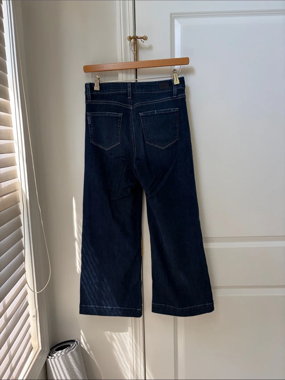 PAIGE Dark Blue Wide-Leg High-Rise Jeans - Picture 5 of 9